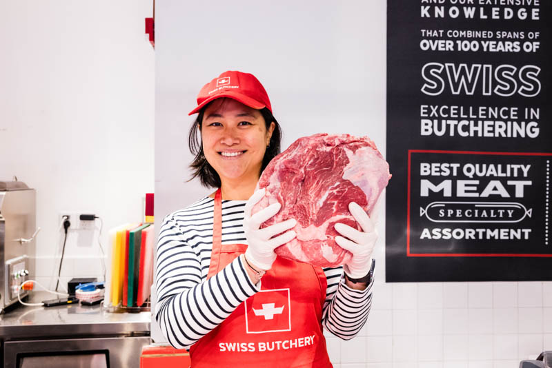 Nomfluence food blogger Rachel Gouk at Swiss Butchery Shanghai. Photo by Mattias Isaksson