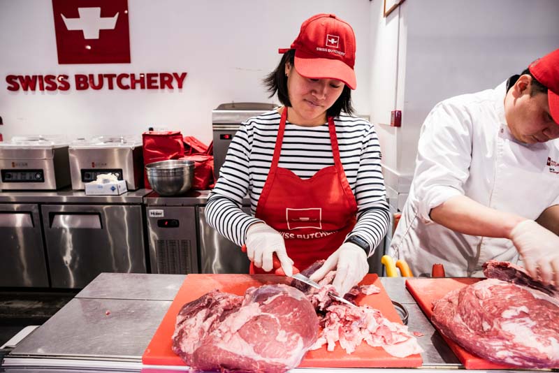Nomfluence food blogger Rachel Gouk at Swiss Butchery Shanghai. Photo by Mattias Isaksson