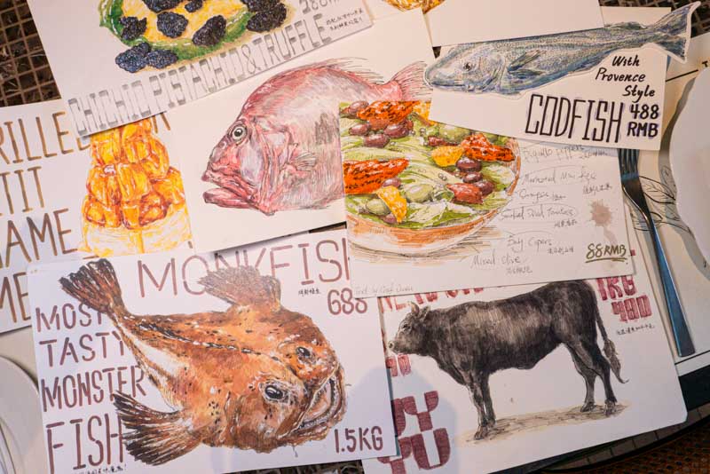 Hand-sketched special menus at Terrakota. Photo by Rachel Gouk @ Nomfluence